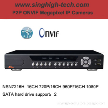 16CH 720p 960p 1080P P2p Onvif 2SATA H. 264 DVR NVR (NSN7216H)